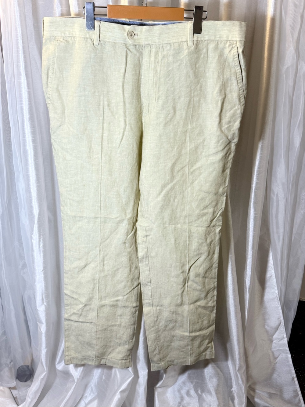 Men's Tailored Cream Linen Chinos